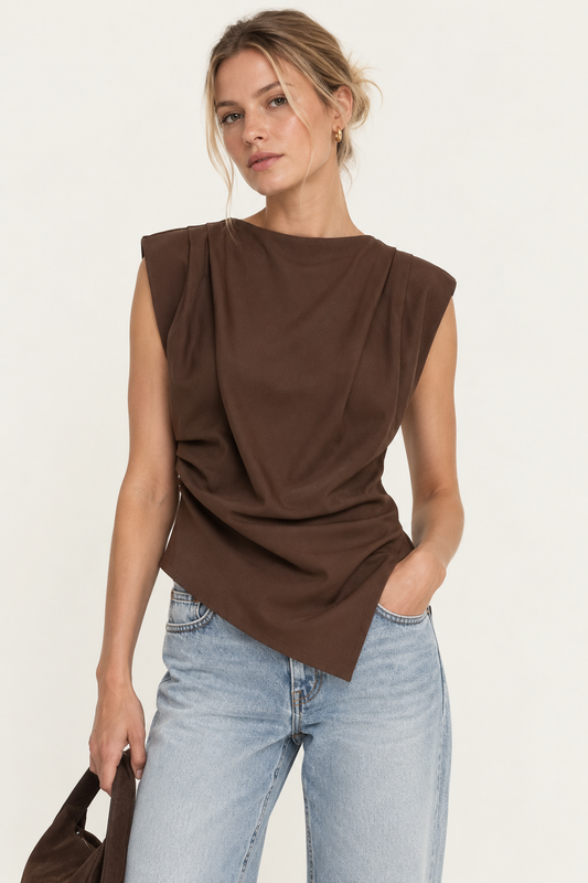 Alma-Blusa sin mangas asimétrica con hombros estructurados