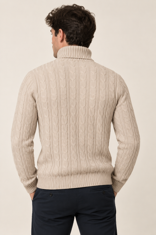 Oslo-Jersey de punto trenzado con cuello alto