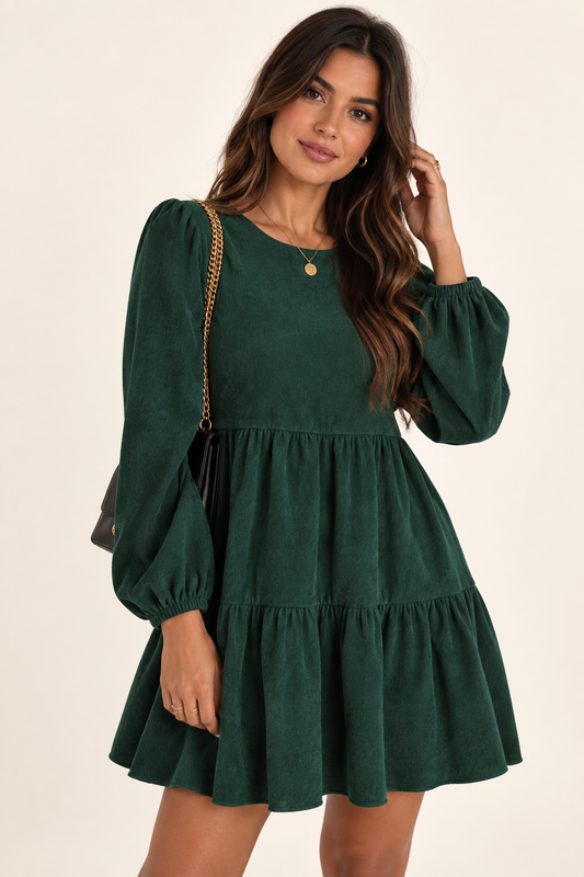 Esmeralda- Vestido con Falda de Volantes y Manga Larga