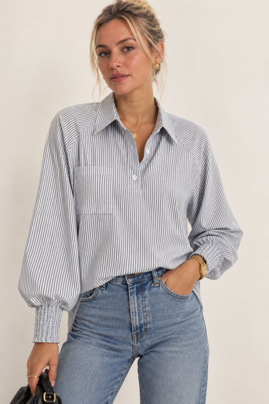 Zaira-Camisa oversize de rayas casual