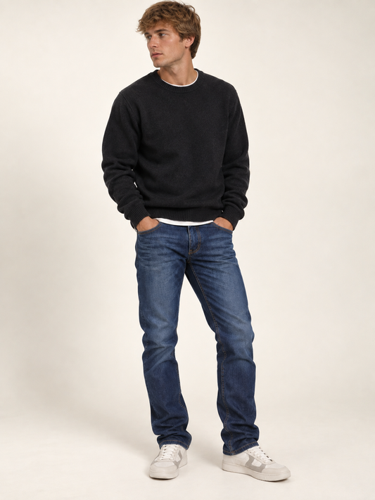 Lucas-Pantalón Vaquero de Hombre Azul Oscuro ,Corte Recto Clásico