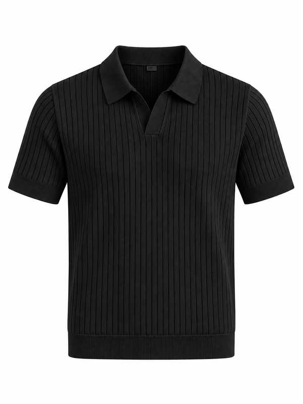 Tomas- Polo de Hombre de Punto Acanalado con Cuello Abierto