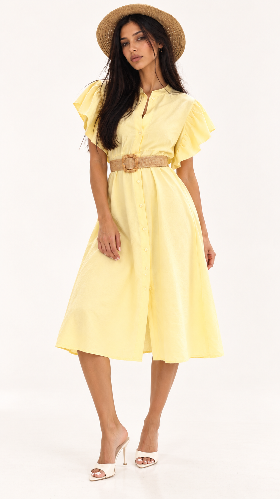 Nuria-Vestido camisero midi casual