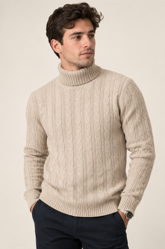 Oslo-Jersey de punto trenzado con cuello alto