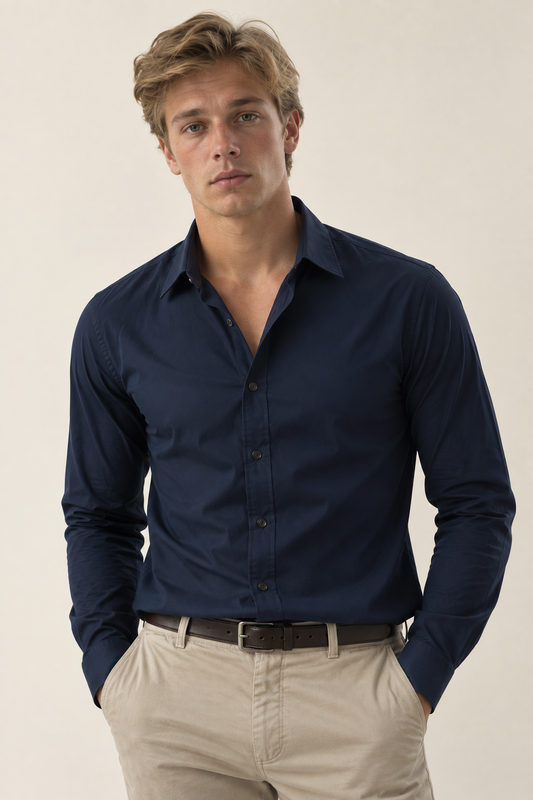 Marlon-Camisa de hombre de manga larga casual