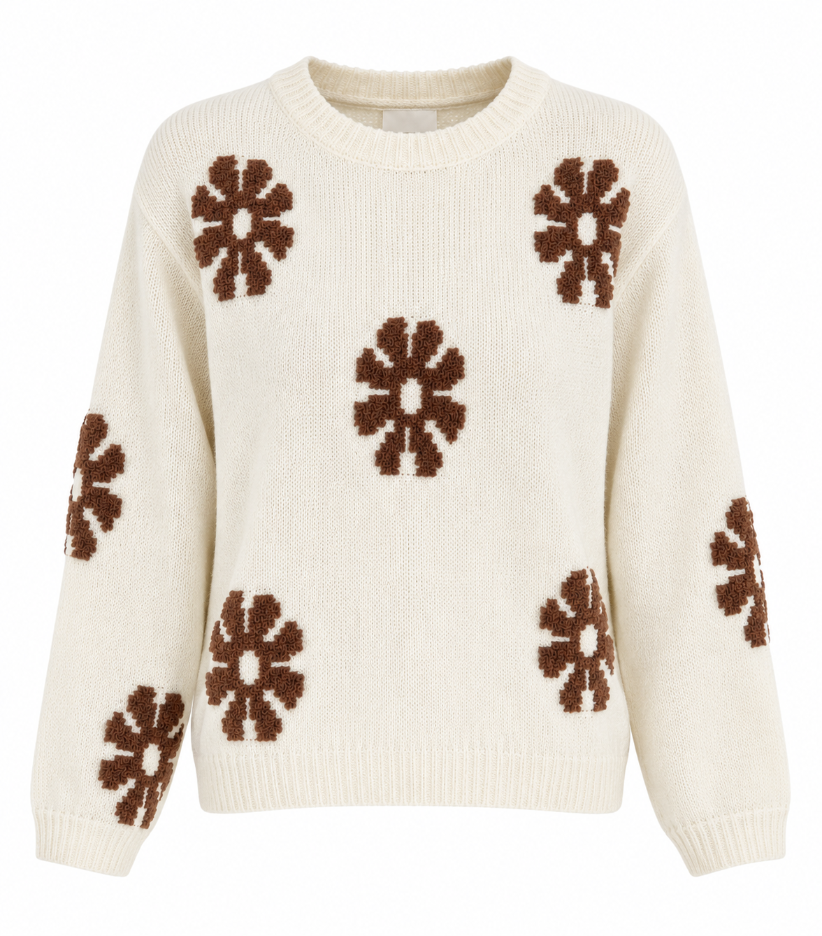 Mara-Jersey Estampado Floral Marrón