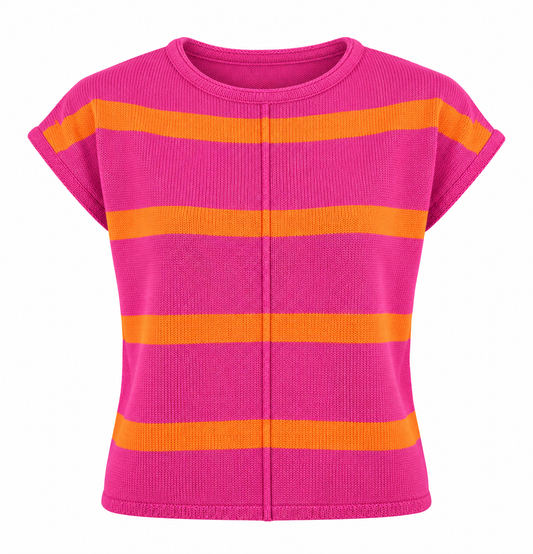 Livia- Blusa de punto de manga corta con rayas