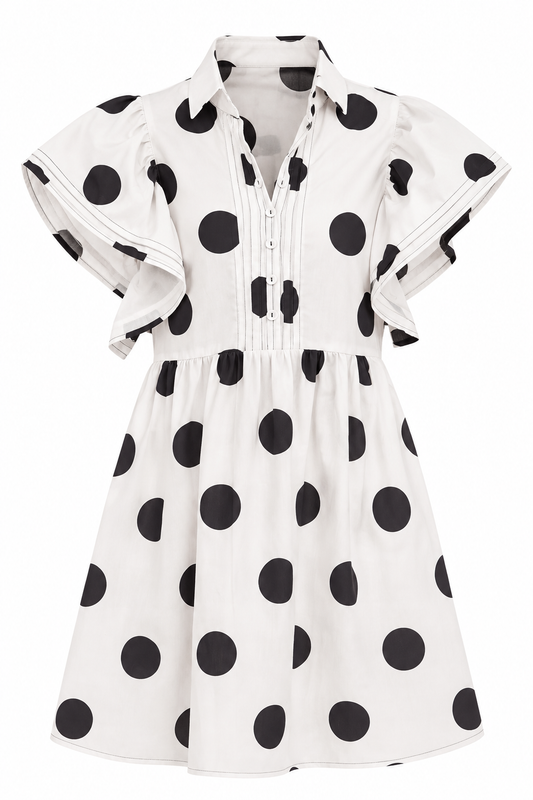 Mar- Vestido holgado de lunares con volantes