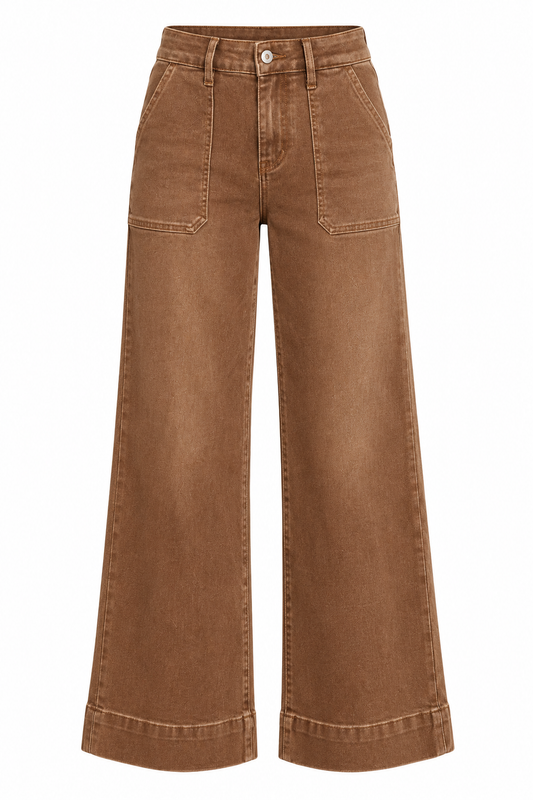 Ane-Pantalón vaquero de tiro alto casual