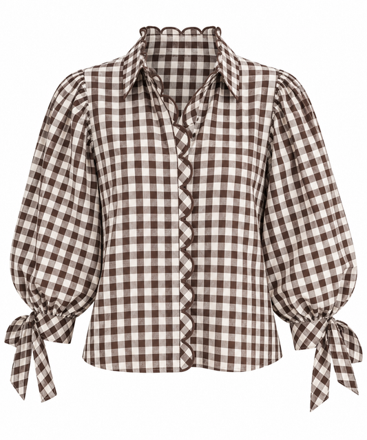 Samira-Blusa de cuadros con volantes