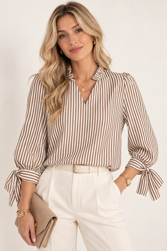Eli-Blusa de rayas con lazadas