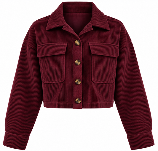 Bianca- Chaqueta de Pana Cropped con Bolsillos
