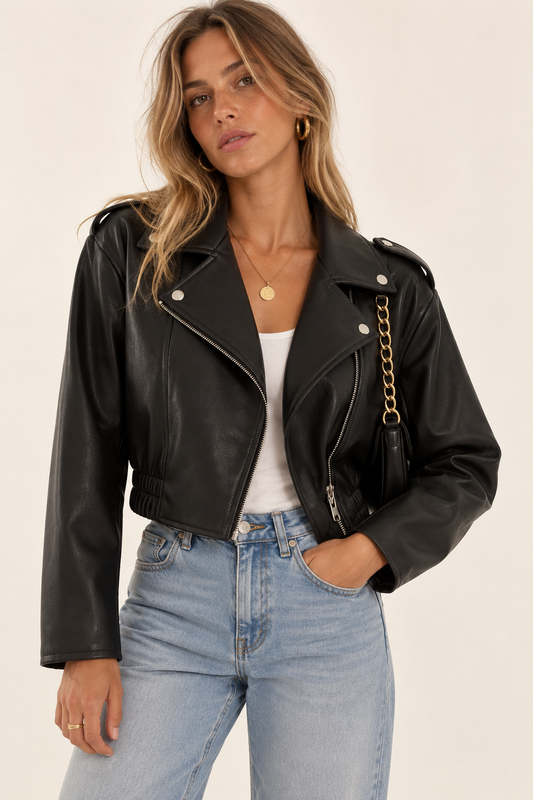 Daniela-Chaqueta Biker Efecto Piel casual