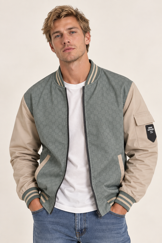 Adrian- Chaqueta Bomber de Hombre Bicolor con Cremallera