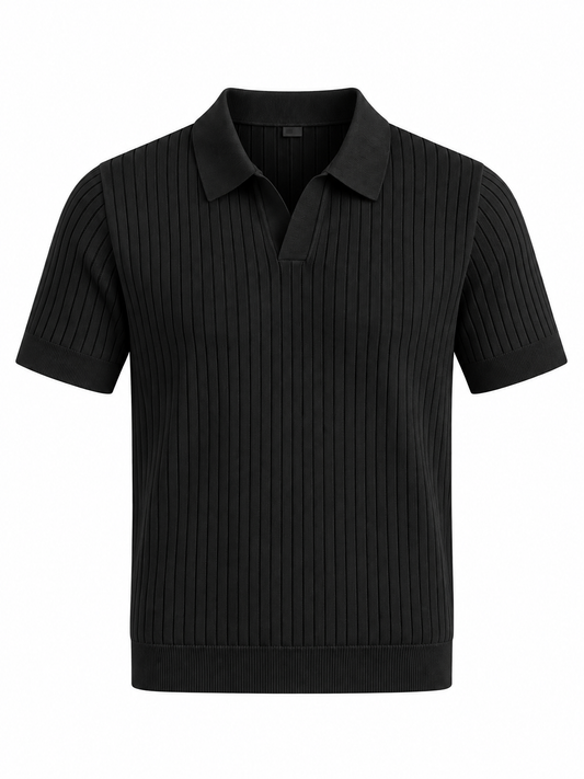 Tomas- Polo de Hombre de Punto Acanalado con Cuello Abierto