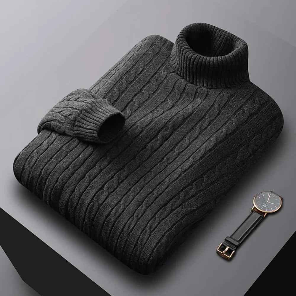 Oslo-Jersey de punto trenzado con cuello alto