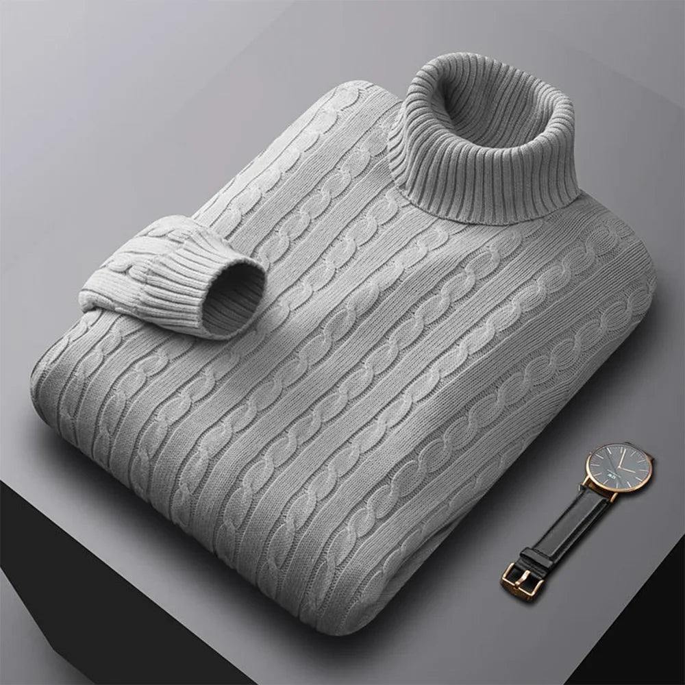 Oslo-Jersey de punto trenzado con cuello alto