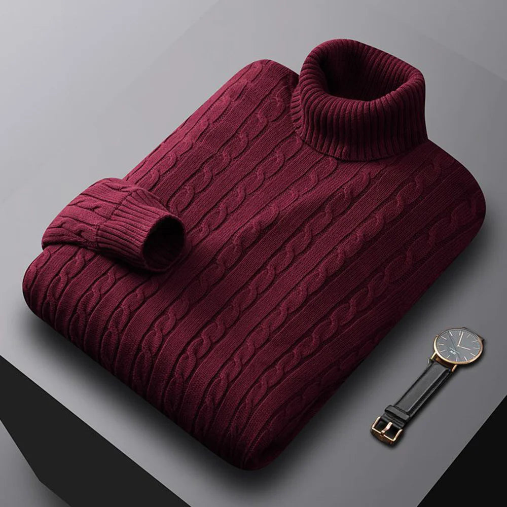 Oslo-Jersey de punto trenzado con cuello alto